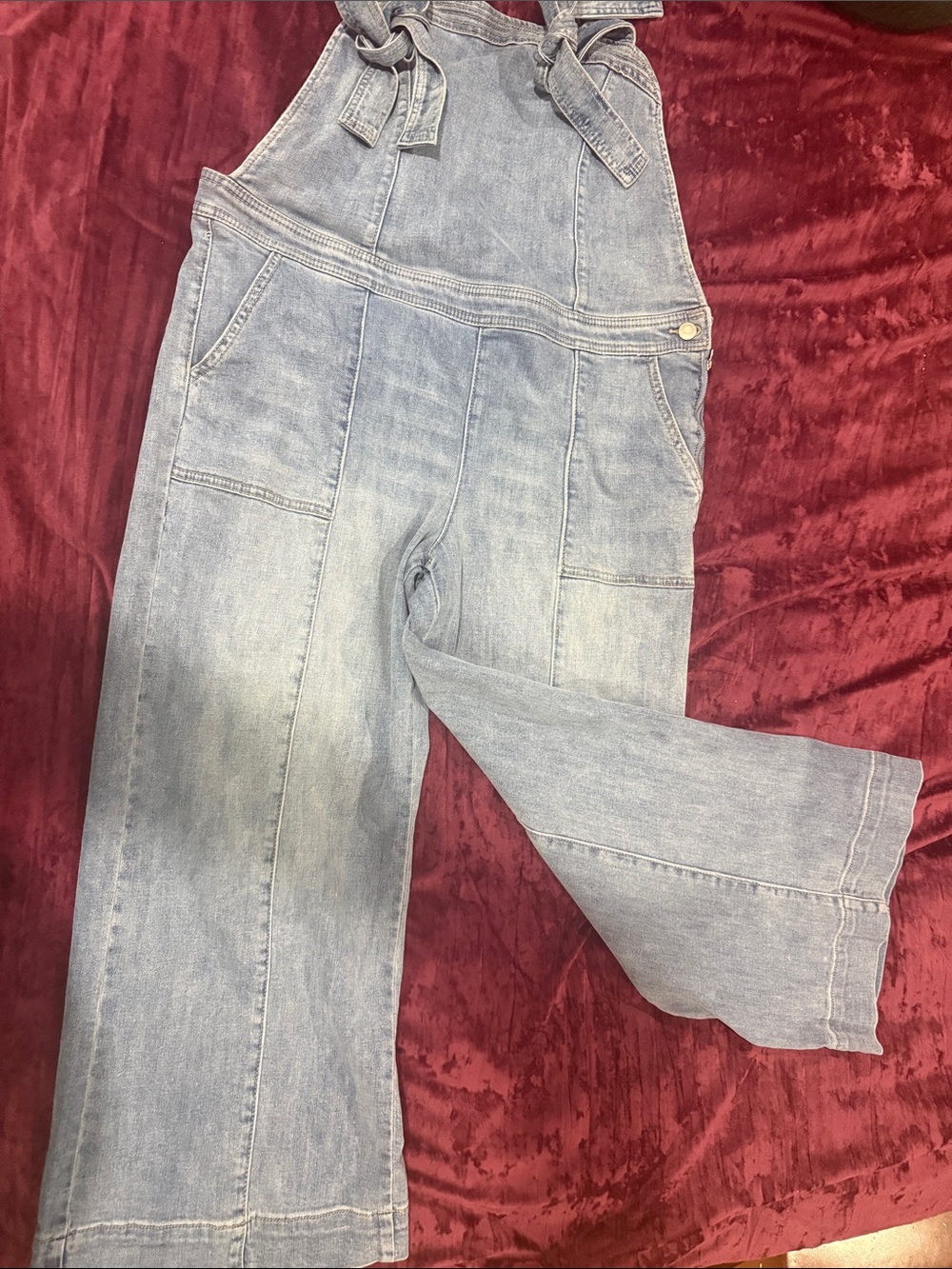 New York & Company Light Blue Denim Overalls